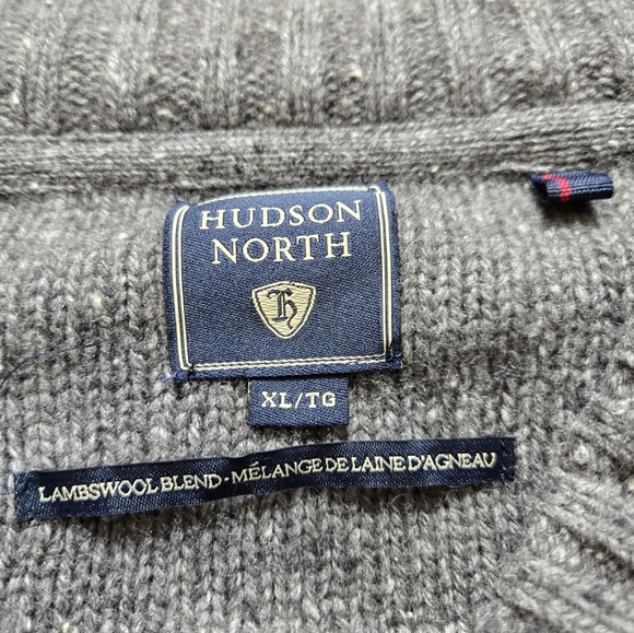 HUDSON NORTH Lambswool Blend Grey Shawl Collar Sweater. Size Mens XL - Picture 7 of 10